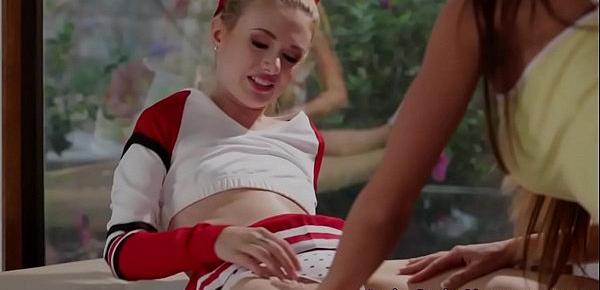  Cheerleader teen seduced by busty masseuse